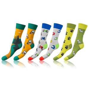 Bellinda CRAZY SOCKS 3x - Fun crazy socks 3 pairs - light green - dark green - blue obraz