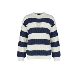 Trendyol Indigo Oversize Fit Wide Fit Crew Neck Striped Knitwear Sweater obraz