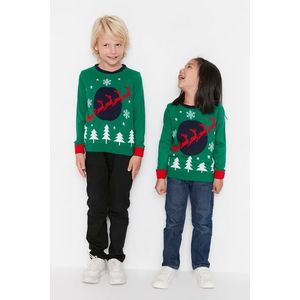 Trendyol Green Jacquard Unisex Kids Knitwear Sweater obraz