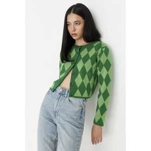 Trendyol Green Crop Knitwear Cardigan obraz