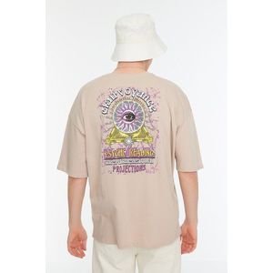 Trendyol Stone Oversize/Wide-Fit Short Sleeve Mystic Printed 100% Cotton T-Shirt obraz