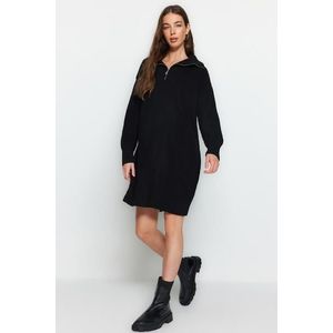 Trendyol Black Mini Sweater with Zipper Dress obraz