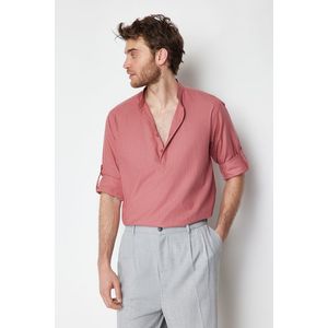 Trendyol Pale Pink Large Collar Regular Fit Sleeve Epaulette Shirt obraz