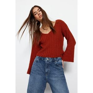 Trendyol Tile Wide Fit Crop Wool Basic Knitwear Sweater obraz