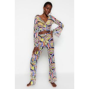 Trendyol Abstract Patterned Woven Tie Blouse and Pants Suit obraz