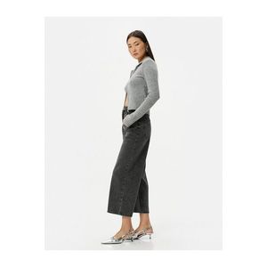 Koton Short Extra Wide Leg Jeans Standard Waist Pocket Cotton - Bianca Crop Jean obraz