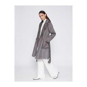 Koton Suede Look Dlouhý kabát s širokým reverzním límcem a kapsou obraz
