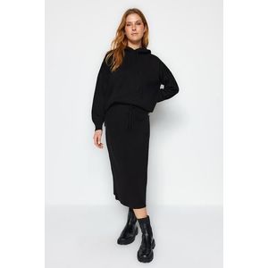 Trendyol Black Basic Set with Hoodie and Skirt, Sweater Top-Top obraz