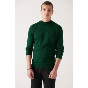 Avva Men's Green Half Turtleneck Wool Blended Regular Fit Knitwear Sweater obraz