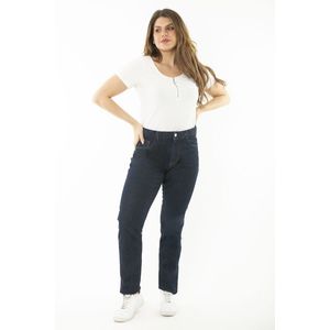 Şans Women's Plus Size Navy Blue 5 Pocket Jeans Trousers obraz