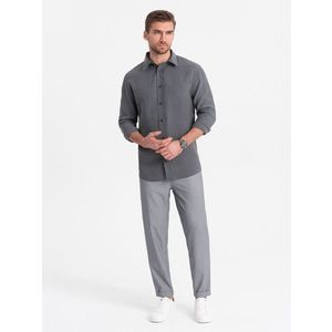 Ombre Men's chino pants with elastic waistband - gray obraz