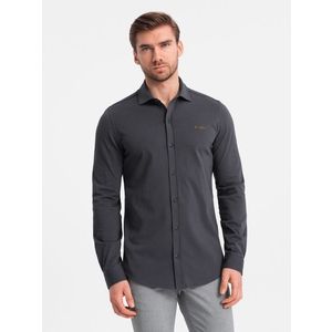 Ombre Men's REGULAR cotton single jersey knit shirt - graphite obraz