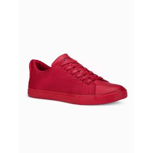 Ombre BASIC men's shoes sneakers in combined materials - red obraz
