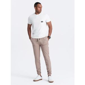 Ombre Men's structured knit sweatpants - coffee obraz