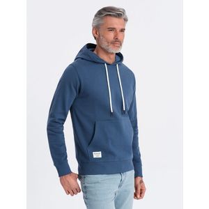 Ombre Men's kangaroo sweatshirt with hood - navy blue obraz