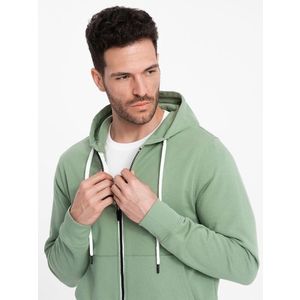 Ombre BASIC men's unbuttoned hooded sweatshirt - green obraz