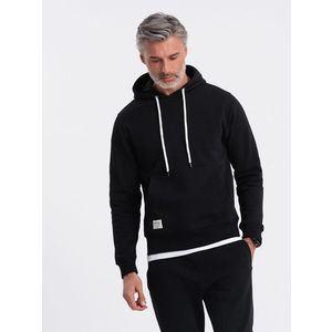 Ombre Men's kangaroo sweatshirt with hood - black obraz