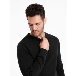 Ombre BASIC men's sweatshirt with round neckline - black obraz