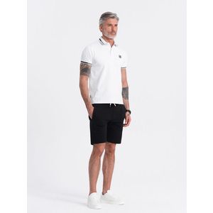 Ombre Men's knitted shorts with drawstring and pockets - black obraz