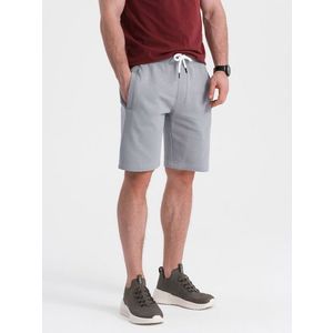Ombre Men's knit shorts with drawstring and pockets - grey obraz