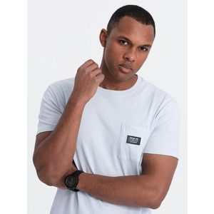 Ombre Men's casual t-shirt with patch pocket - blue obraz