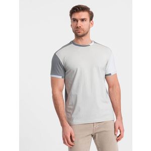 Ombre Men's t-shirt with elastane with colored sleeves - gray obraz