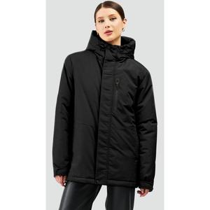 River Club Dámské černé fleecové zimní kabáty s kapucí a větruodolné s kapucí Parka obraz