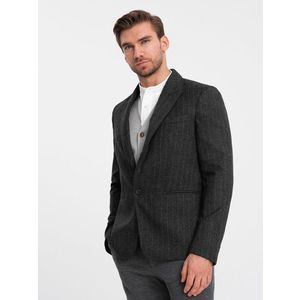 Ombre Stylish men's jacquard jacket with delicate stripes - graphite obraz