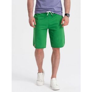 Ombre Men's rounded leg sweat shorts - green obraz