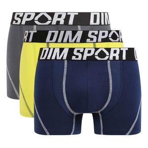 DIM SPORT COTTON STRETCH BOXER 3x - Men's sports boxers 3 pcs - yellow - blue - black obraz