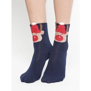 Socks with teddy bear head application navy blue obraz