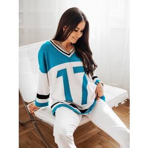 Turquoise-white sweater Cocomore cmgB160a.R01 obraz
