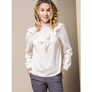Lola blouse with frills at the front pink obraz