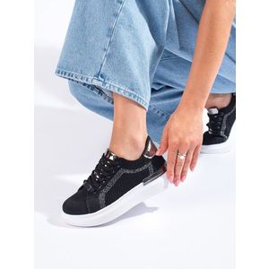 Textile sneakers on the Shelvt platform black obraz