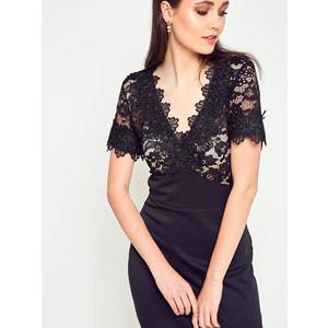 Dress with lace black obraz