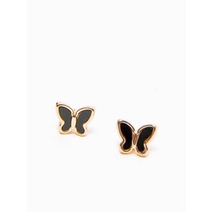 Earrings with enamel butterfly black obraz