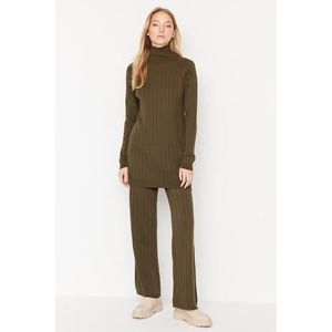 Trendyol Brown Turtleneck Corduroy Sweater-Pants, Knitwear Suit obraz