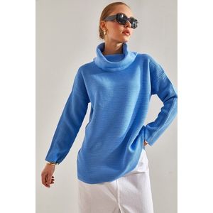 Bianco Lucci Women's Turtleneck Ottoman Knit Oversize Knitwear Sweater obraz