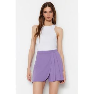 Trendyol Lilac Pleat Detailed Crepe Knitted Shorts Skirt obraz