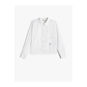 Koton Poplin Shirt Long Sleeved, Pocket Detailed and Snap Snap Fastener. Cotton. obraz