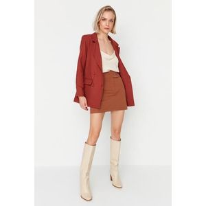 Trendyol Brown Woven Button Mini Skirt obraz