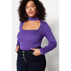 Trendyol Curve Purple Collar Detailed Knitwear Blouse obraz