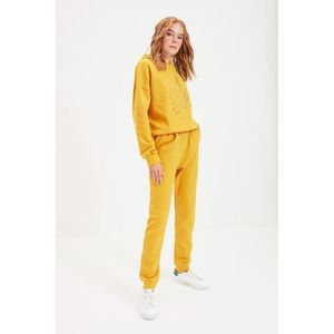 Trendyol Mustard Basic Jogger Raised Embroidered Knitted Sweatpants obraz