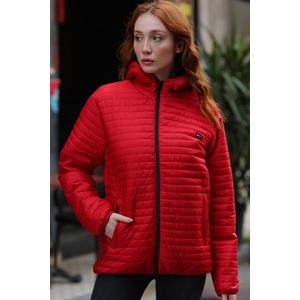 River Club Women's Red Hooded Inner Lined Water And Windproof Coat. obraz