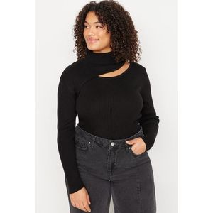Trendyol Curve Black Detachable Collar Thin Knitwear Sweater obraz