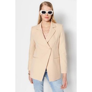 Trendyol Beige Woven Lined Double Breasted Blazer with Closure obraz