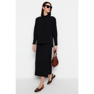 Trendyol Black Woven Crepe Fabric Tunic-Skirt Suit obraz