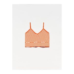 Dilvin 10184 Strap Knitwear Undershirt Crop-orange obraz