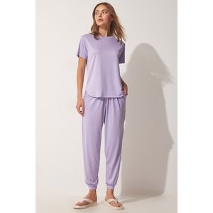 Happiness İstanbul Women's Lilac Soft Textured Flowy Suit obraz