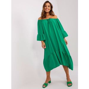 Zelené oversize midi šaty s volánem obraz